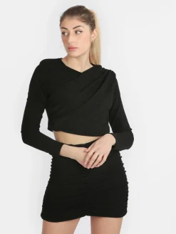 Solada Top donna lurex a manica lunga