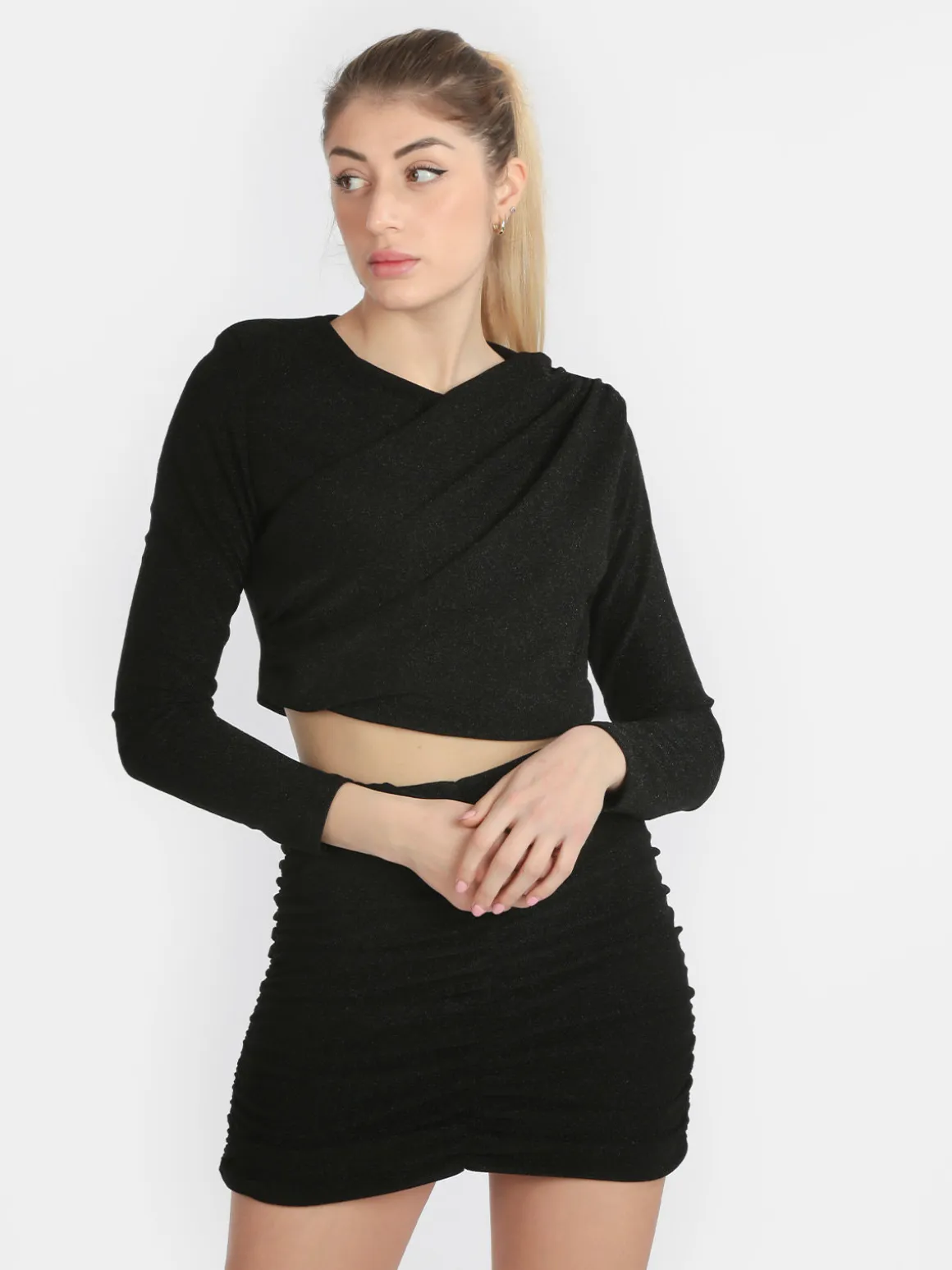 Solada Top donna lurex a manica lunga