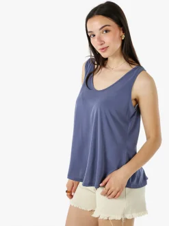 Solada Top donna oversize in viscosa - blu