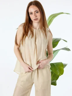 Solada Top donna smanicato - beige