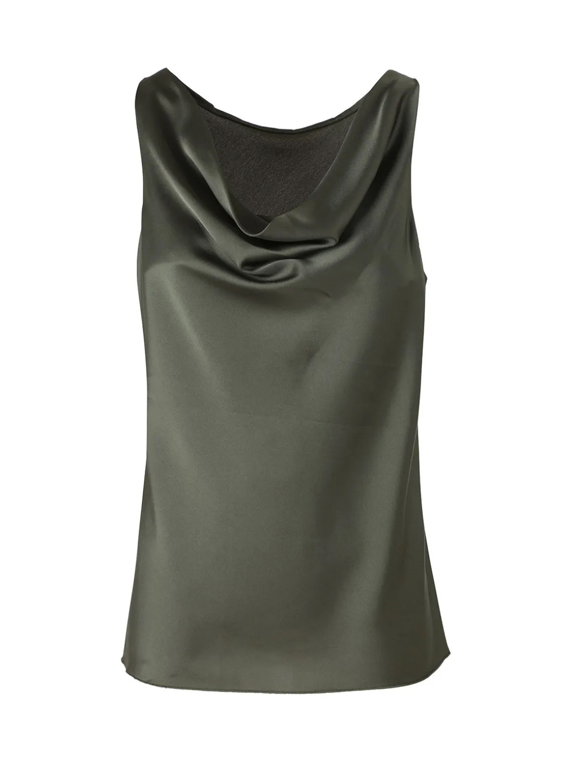 Solada Top donna smanicato con scollo a cascata in tessuto effetto raso - verde