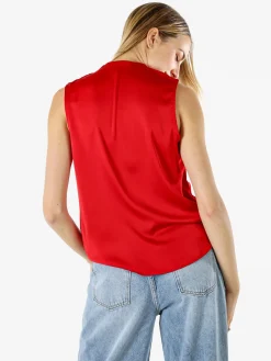 Solada Top donna smanicato con scollo a V profondo - rosso