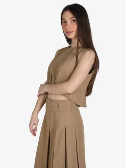 Solada Top donna smanicato con zip sulla schiena