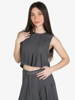 Solada Top donna smanicato con zip sulla schiena