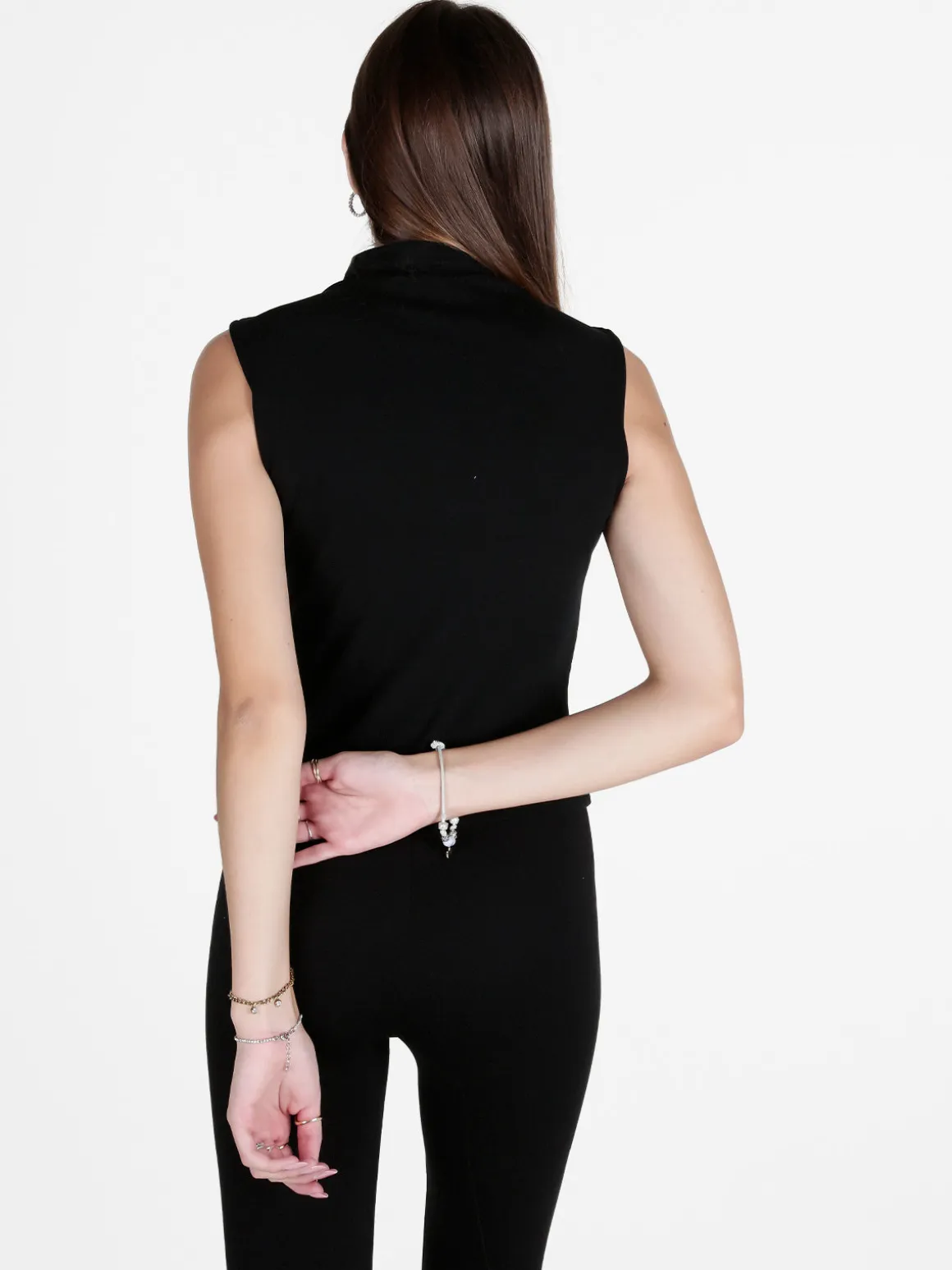 Solada Top donna smanicato con borchie