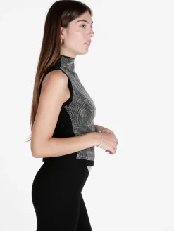 Solada Top donna smanicato con borchie