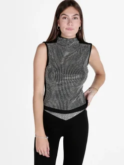 Solada Top donna smanicato con borchie