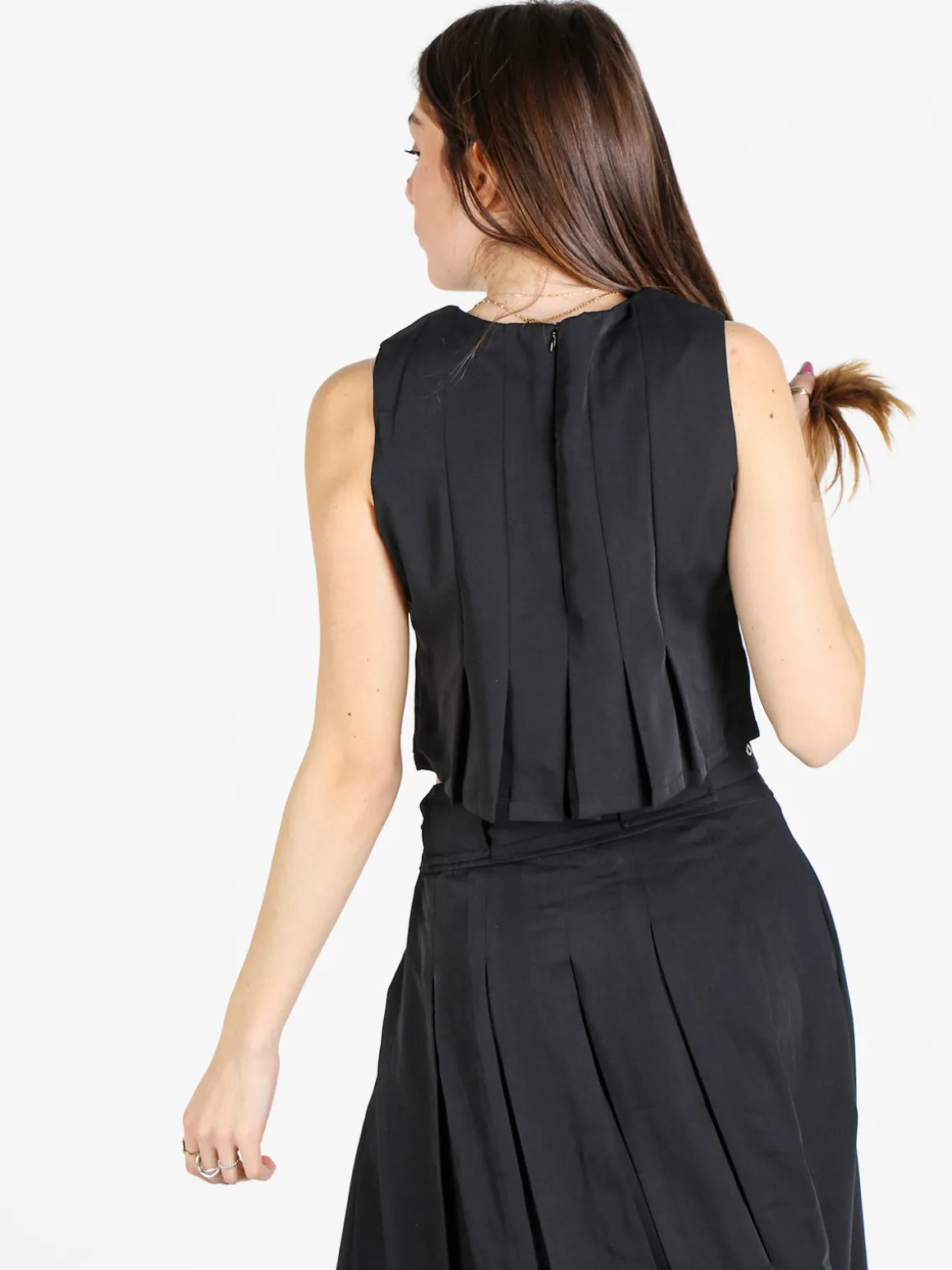 Solada Top donna smanicato con zip sulla schiena