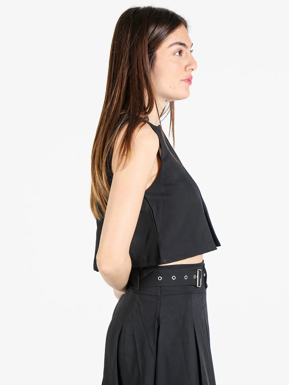 Solada Top donna smanicato con zip sulla schiena