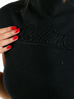 Solada Top donna smanicato in maglia - nero