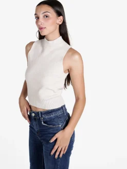 Solada Top donna smanicato in maglia