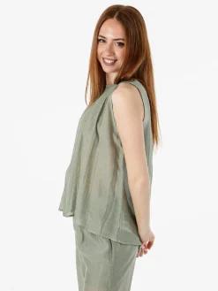 Solada Top donna smanicato - pistacchio