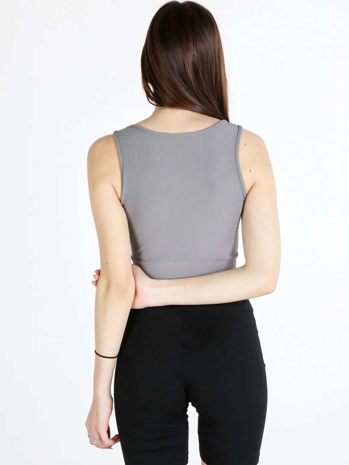 Solada Top donna sportivo a costine con coppe imbottite