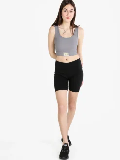 Solada Top donna sportivo a costine con coppe imbottite
