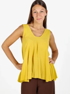 Solada Top donna svasato con scollo a V - senape