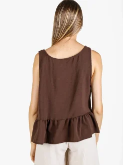 Solada Top donna tinta unita - marrone