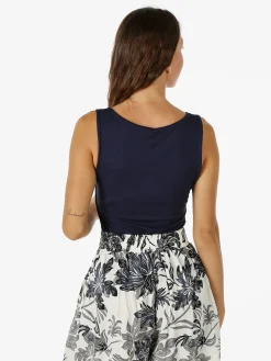 Solada Top girocollo da donna in viscosa tinta unita - blu