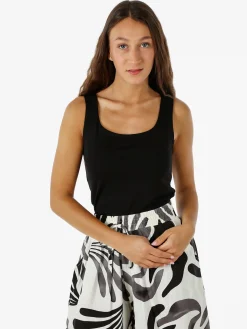 Solada Top girocollo da donna in viscosa tinta unita - nero