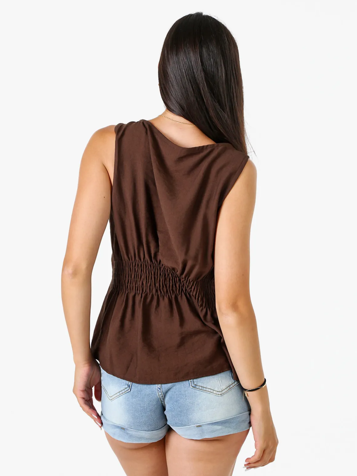 Solada Top smanicato da donna in viscosa - moro