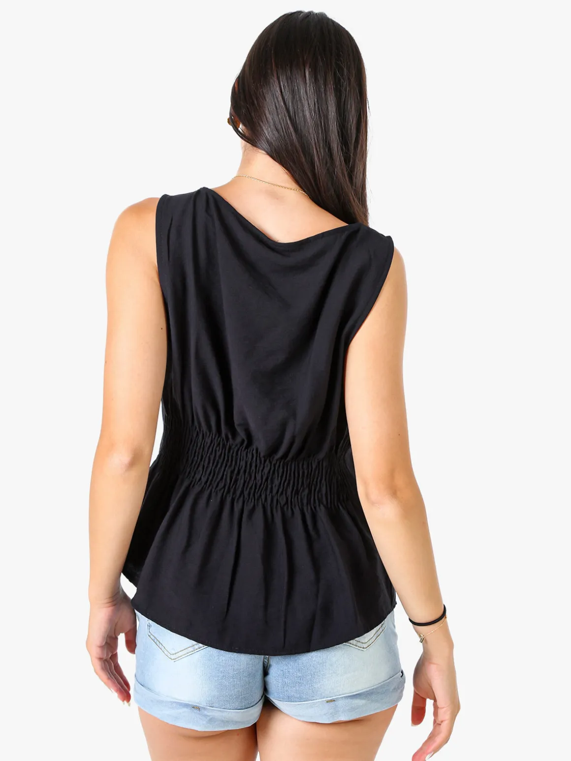 Solada Top smanicato da donna in viscosa - nero