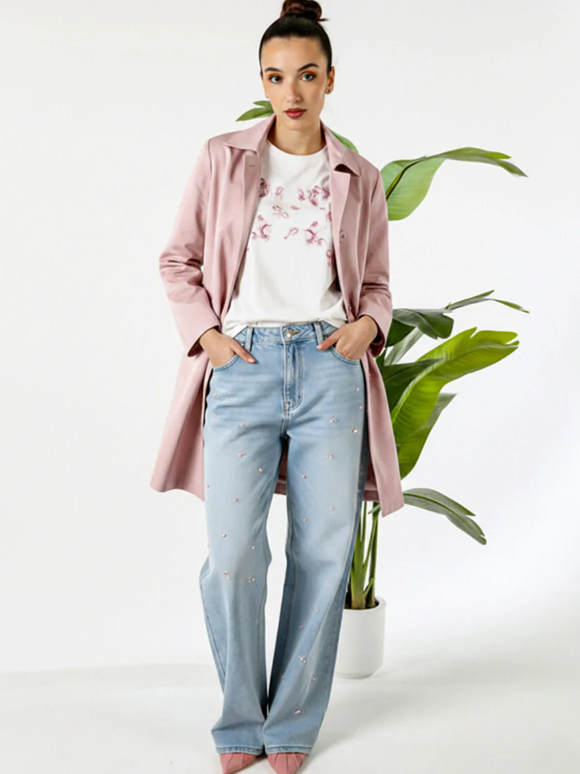 Solada Trench impermeabile da donna con bottoni - rosa