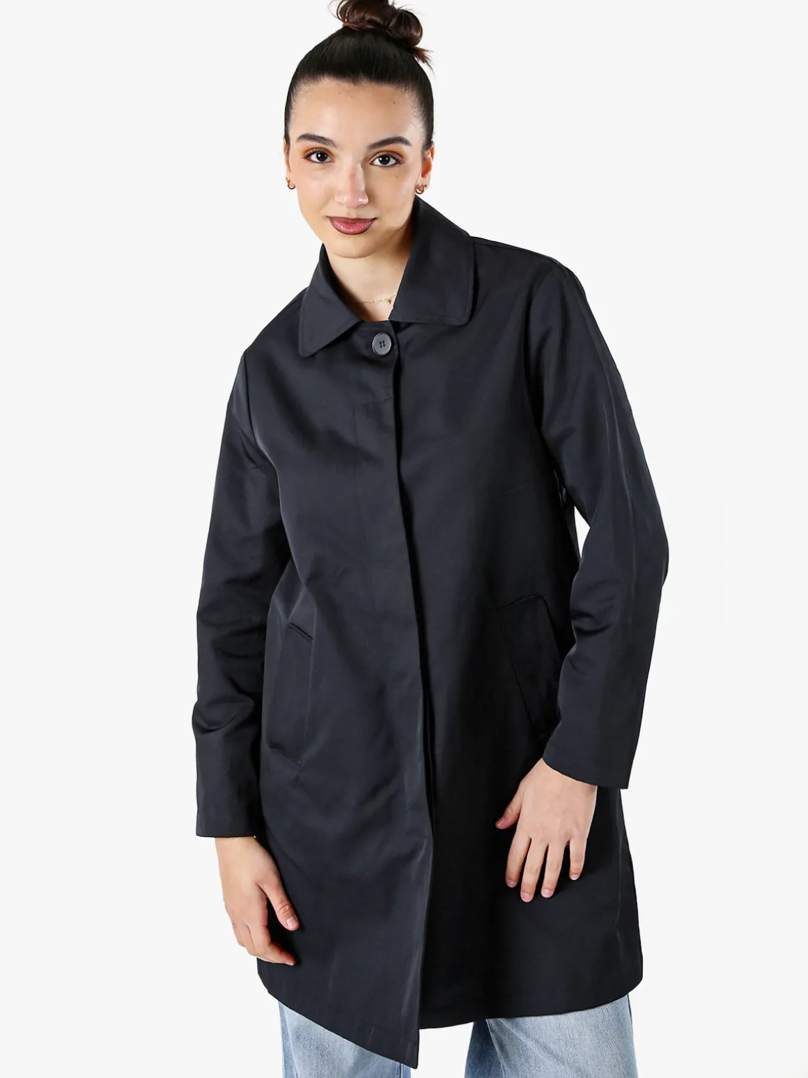 Solada Trench impermeabile da donna con bottoni - blu scuro