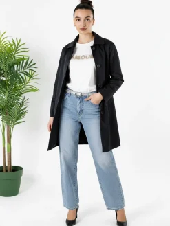 Solada Trench impermeabile da donna con bottoni - blu scuro