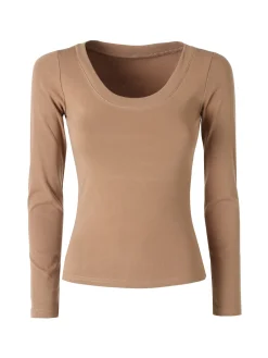 Solada T-shirt a maniche lunghe da donna in cotone - khaki