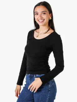 Solada T-shirt a maniche lunghe da donna in cotone - oliva