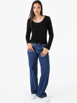 Solada T-shirt a maniche lunghe da donna in cotone - nero