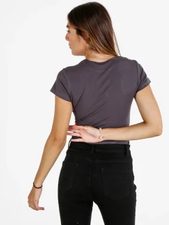 Solada T-shirt body donna a costine - antracite