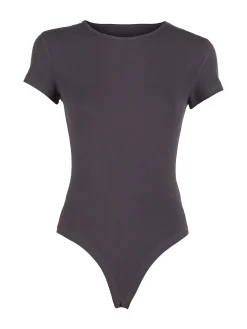 Solada T-shirt body donna a costine - antracite