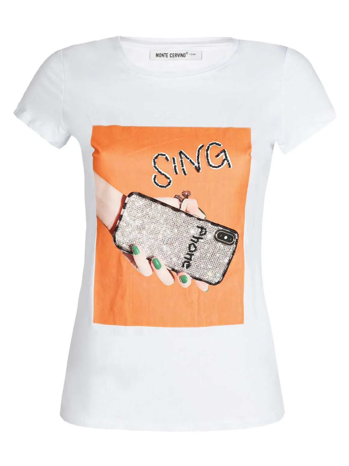 Solada T-shirt con stampa e perline
