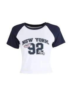 Solada T-shirt crop da donna in cotone con stampa