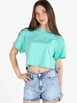 Solada T-shirt crop donna in cotone oversize