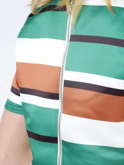 Solada T-shirt cropped a righe con cerniera dietro