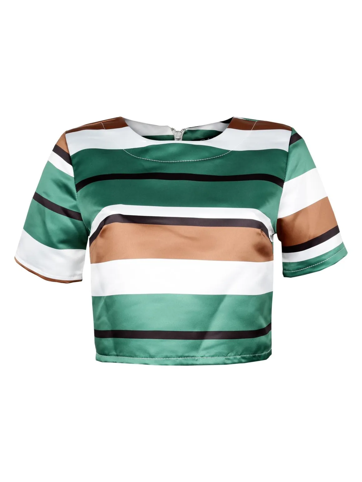 Solada T-shirt cropped a righe con cerniera dietro