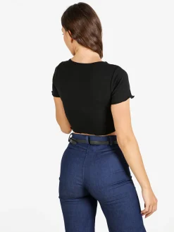 Solada T-shirt cropped da donna a costine