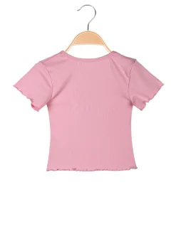 Solada T-shirt da bambina a costine con borsetta