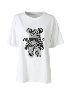 Solada T-shirt da donna in cotone con strass - bianco