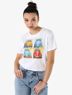 Solada T-shirt da donna in cotone con stampa e strass - giallo