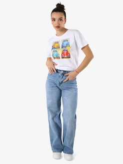 Solada T-shirt da donna in cotone con stampa e strass - giallo