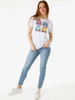 Solada T-shirt da donna in cotone con stampa e strass - rosa