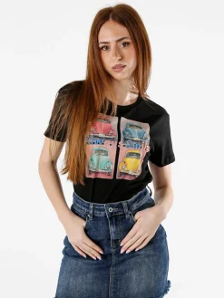 Solada T-shirt da donna in cotone con stampa e strass