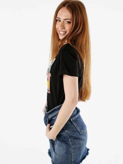 Solada T-shirt da donna in cotone con stampa e strass
