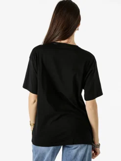 Solada T-shirt da donna in cotone con strass - nero