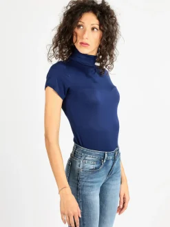Solada T-shirt dolcevita da donna in tinta unita