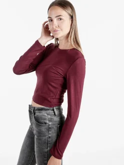 Solada T-shirt donna a maniche lunghe in viscosa - bordeaux