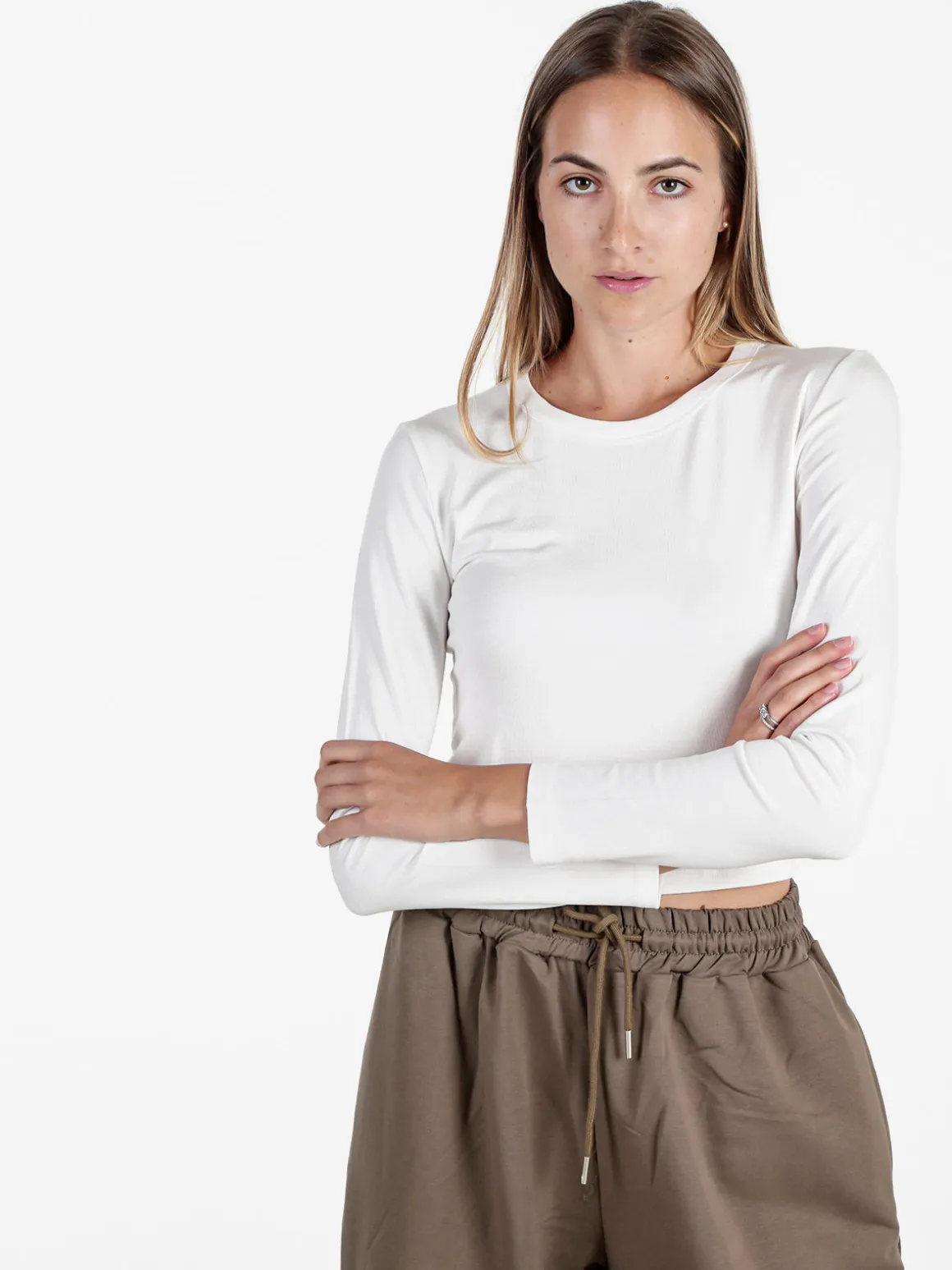 Solada T-shirt donna a maniche lunghe in viscosa - bianco