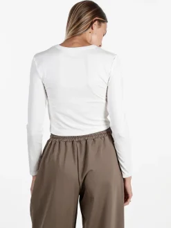 Solada T-shirt donna a maniche lunghe in viscosa - bianco